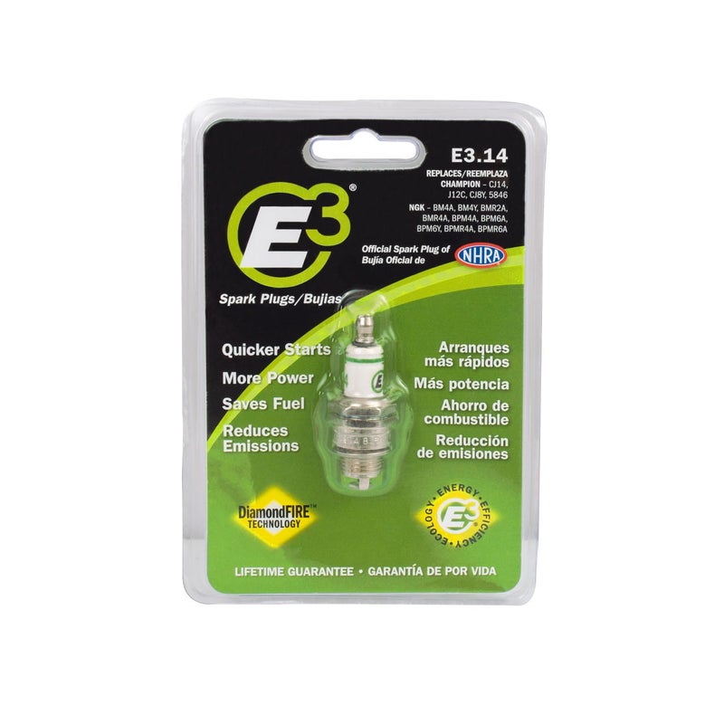 E3 Spark Plugs E3.14 Premium Spark Plug for 2- and 4-Cycle Engines, Enhanced Performance and Fuel Efficiency, 14mm, 0.500" Reach, Pack of 1 - Image 1
